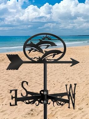 'Swimming Dolphins' metal wind vane, 19" x 10.5"